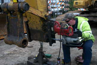 ReBoring holes on the end of a boom.